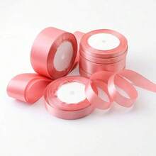 1 Roll Polyester Satin Ribbon, Suitable For Gift Boxes, Candy Boxes, Cake Boxes, Flower Decorations, DIY Rose Materials, Wedding And Party Decorations. (Machine Dyed, Slight Color Difference) - Dusty Pink - View 9
