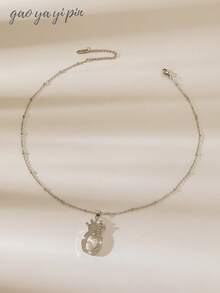 1pc Elegant Crown A-Z Initial Pendant Necklace, Suitable For Women & Girls, Personalized Crystal Zirconia Letter Necklace, Valentine's Day, Mother's Day, Wedding Gift, Fashion Jewelry Accessory, Valentine's Day, Mother's, Christmas Gift