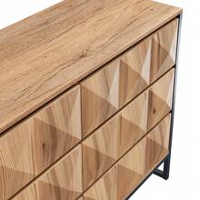 The Sideboard And Vanity Feature A Combination Of Black And Natural Wood Tones, Metal Legs, And Raised Doors. - 1 - View 8