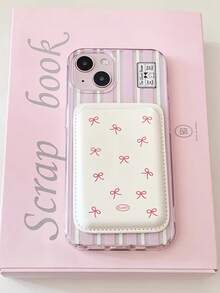 韩国 Ins 小众少女蝴蝶结皮革磁性无线充电 Magsafe 卡包保护套