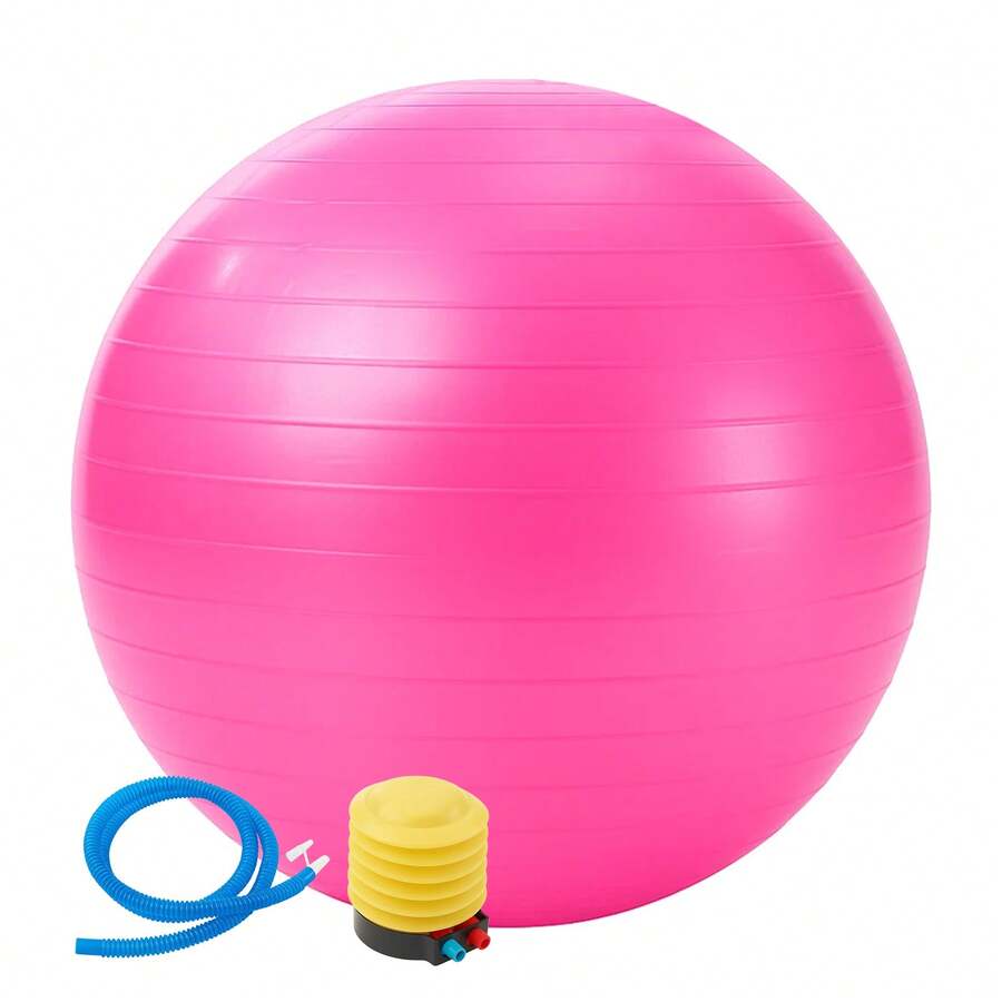 65CM Exercise Ball Yoga Pilates & Balance Anti Slip With Quick Foot Pump - Pink - View 1