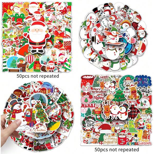 50 Pieces Of Christmas Stickers, Christmas Party Gifts, Christmas Snowman Stickers,Sock Stuffing, Vinyl Water Bottle Stickers, Handicraft Gifts For Classroom Students, Holiday Stickers For Teenagers And Adults