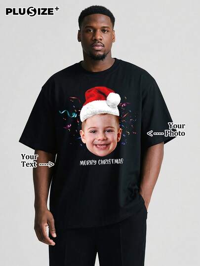 Customized Personalized Commemorative Gifts And Men's Casual T-Shirts, Add Your Own Photos (Family Portrait/Selfie/Pet Photo/Friend Photo/Couples Photo/Girlfriend Photo/Gift/Couple Logo) And Text, Design Your Father's Day And Mother's Day Personalized Printed T-Shirts.