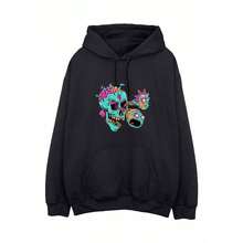 RICK AND MORTY Unisex Adult Eyeball Skull Pullover Hoodie (Black) - Coffee Brown - View 2