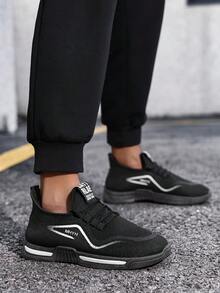 New Anti-Slip Thermal Lining Running Shoes, Fashionable Men's Sports Sneakers - Black (velvet) - View 3