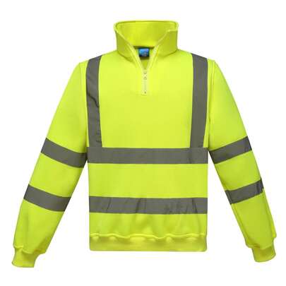Yoko Unisex Adult HiVis Quarter Zip Sweatshirt (Yellow)