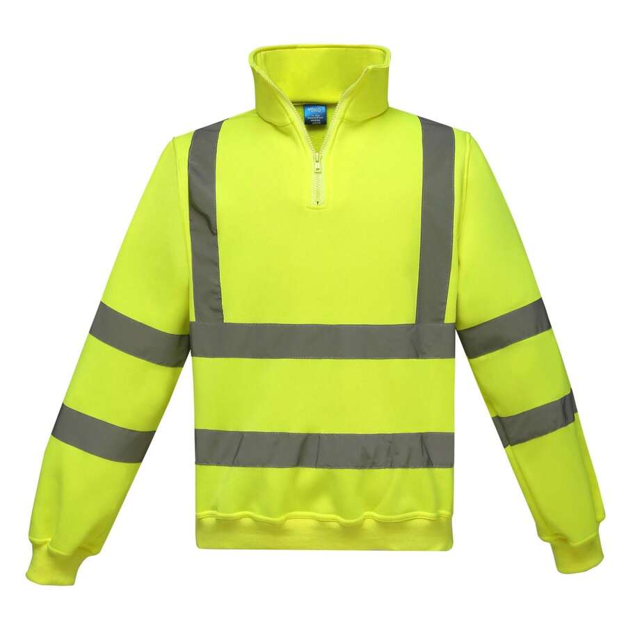 Yoko Unisex Adult HiVis Quarter Zip Sweatshirt (Yellow) - Yellow - View 1
