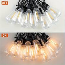 1 Box Of 50-Foot ST38 Solar String Lights With 12 LED Bulbs, Halloween Decorations, 50-Foot USB And Solar Dual-Battery Outdoor String Lights, 8 Modes, 3 Brightness Levels, 2700K, IP65 Waterproof Patio Lights, Suitable For Porches, Gardens, And Camping. Halloween Solar Lights, Outdoor Solar String Lights, Patio Lights, Outdoor Solar, Solar Flower Lights, Outdoor Solar String Lights, Garden Decorations, Camping Lights, Ambient Lighting, Decorative Lighting, Long-Life Bulbs, Durable Plastic - 暖色燈光 - 查看 4