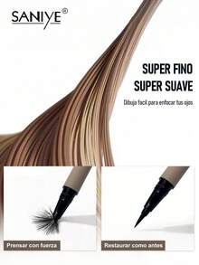 SANIYE Delineador de ojos líquido, resistente al agua y de larga duración, con un acabado mate negro intenso. Alta pigmentación, secado rápido y punta ultra fina con pincel suave para una aplicación fácil y precisa. Ideal para maquillaje de Navidad, Día de muertos y para las citas. - M621 - Ver 2