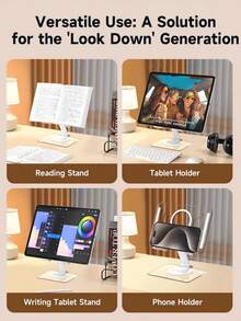 Soporte ajustable para tableta: Soporte de escritorio giratorio 360°, compatible con iPad (4-12.9 pulgadas), compatible con tabletas y teléfonos , plegable, adecuado para el hogar y la oficina - Talla única - Ver 11