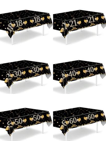 1 st. duk för grattis på födelsedagen, engångslöpare för 18/21/30/40/50/60-årsdag, PE-duk för grattis på födelsedagen med ballongmönster, duk för grattis på födelsedagen/18/21/30/40/50/60-årsfestdekoration, födelsedagsdekoration för löpare, födelsedagspresent, födelsedagsbordsdekoration i mitten av födelsedagen