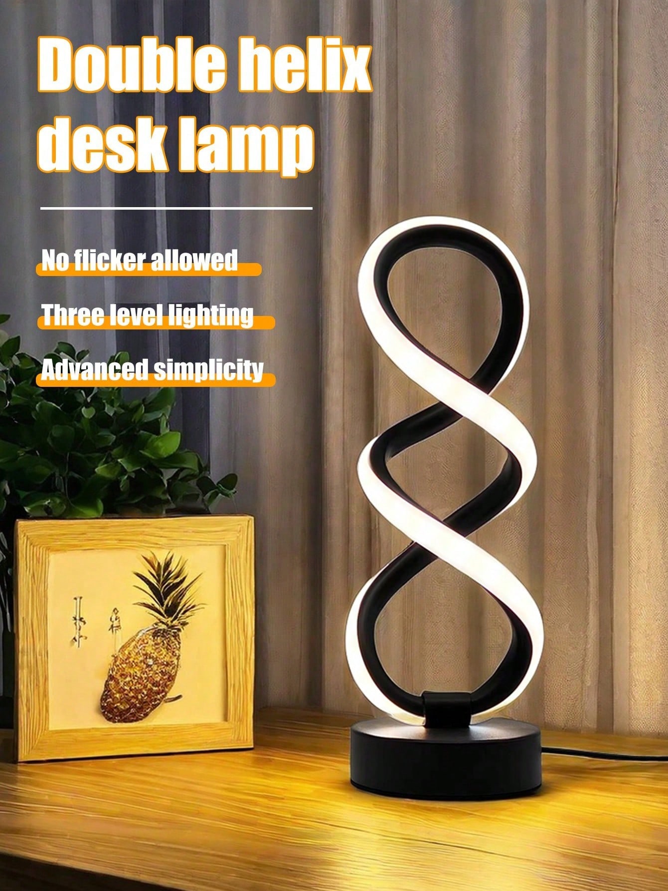 مصباح طاولة LED حلزوني قابل للتعتيم بثلاثة ألوان ي...