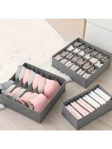 1pc Non-Woven Fabric Underwear, Socks Storage Box, Wardrobe Organizer For Bras, Socks, Ties, Scarves - Grey - View 8