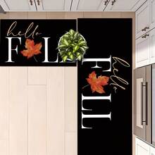 Thảm chùi chân chào mừng Hello Fall Maple Leaf của HKStorage, Thảm chống trượt trong nhà/ngoài trời có thể giặt bằng tay, Sản xuất bằng máy, Trang trí theo mùa thu, Thích hợp cho lối vào/Bếp/Phòng tắm/Sân hiên/Ban công - Nhiều kích cỡ - Nhiều màu - Xem 4