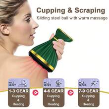 HUZYI 1pc Electric Smart Cupping Machine Back Massager Full Body Massage Instrument Gua Sha Tool With 9 Level Heating & Strength USB Type-C Charging 1200mAh Lithium Battery