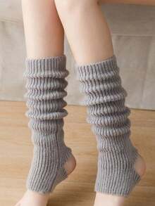 1 双女士黑白灰三色马镫式腿套，芭蕾/拉丁风格，百搭修身针织腿套，适合春、秋、冬三季穿着，是感恩节和圣诞节的完美礼物。 - 白色 - 查看 6