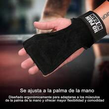 Calleras Crossfit, Calleras de Cuero Unisex con Muñequera Ajustable, para Gimnasio, Entrenamiento, Halterofilia, Etc. - Negro - Ver 3