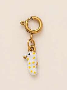1pc Cute Animal Shaped Pendant, Designs Include Fish, Leopard, Parrot, Dachshund, Penguin, Seahorse, Seashell, Paw Print, Inlaid Zirconia, 18K Gold Plated Stainless Steel, Suitable For DIY Jewelry, Necklace, Bracelet, Earring, Keychain, Bag Charm, Women's Jewelry Accessory, Wallet Decor, Small Pendant, DIY Craft