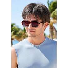 FEISEDY Vintage Square 70s Flat Aviator  Women Men Classic Retro Stylish Frame   B2622(018 Brown Tortoise Frame & Gradient Grey Purple Lens 52 Millimeters) - Type14 - 查看 4