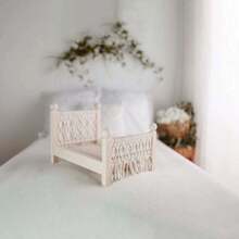 Neugeborenen Fotografie Requisiten, handgefertigte gewebte Fotografie Requisiten, weißes handgefertigtes Bett, Mini-Geflecht Babybett, Studio Fotografie Baby Wachstums Erinnerung