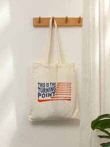 1 Pc This Is The Turning Point Quote Pattern Tote Bag Shoulder Bag For Travel Daily Commute Women's Shopping Bag, Best Gift For Her,  Folding Shoulder Bag Summer Beach Holiday Bag Travel Gift For Man Woman