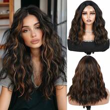 4*1 Lace Front Deep Wave Wigs Short Highlight Brown Curly Wave Wig For Women Synthetic Fiber 16 Inch Mix Brown Wavy Wigs Natural Looking Water Wave Synthetic Wig Middle Part Body Wave Wig Curly Hair Wigs For Daily Life Use