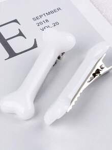 4 chiếc kẹp tóc mái hình xương bằng nhựa trắng, kẹp tóc kiểu dáng tối giản sáng tạo, phù hợp cho cosplay, kẹp tóc, ghim cài tóc, phụ kiện tóc, phụ kiện đội đầu, phụ kiện tóc cho nữ, kẹp tóc - trắng - Xem 3