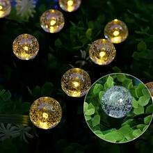 (Upgraded Larger Size) 1 Pack 20 LED Solar Powered Pathway Lights, Paper Box Packaging 3.6cm Crystal Bubble Ball, Turns Off During Daytime, Lights Up At Night, Fairy Tale Path Lights, 8 Lighting Modes For Camping, Party, Trail, Summer, Lawn, Yard, Garden, Wedding Party, Christmas Decoration