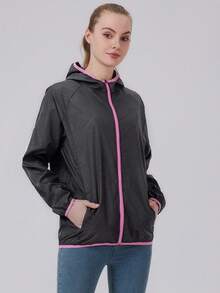 1pc Women's Zipper Hoodie Jacket Sportswear Set, Autumn/Winter Long Sleeve Top With Hood And Multiple Pockets, Black - Black - View 6
