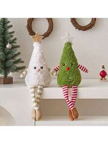 1 buc/2 buc decorațiuni de Crăciun, păpușă de brad de Crăciun și ornament de coroană - brad pufos verde cu picioare dungate, pentru decor acasă, masă, perete și petrecere de Crăciun, cadouri de petrecere, cadouri pentru cupluri