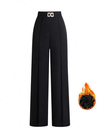 (Size Note: Runs Large) Thick Fabric Christmas Women's Pants, Fashionable Thick High Waist Casual Slim Fit Trousers, Elegant Business Casual Commuter Vacation Warm High-End Versatile Retro Korean Style