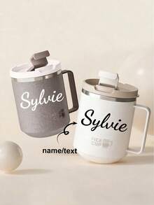 1pc 12oz Custom Stainless Steel Insulated Coffee Mug With Handle, Double Wall Vacuum Travel Mug, Tumbler Cup With Sliding Lid, Double-Layer Thermal Insulated Water Cup, Leak Proof & Anti Scalding Milk Coffee Cup, Large Capacity Drinking Cup Kitchen Drinkware, Suitable For Student And Adult Use In Home, School, Office, Outdoor Camping, Picnic