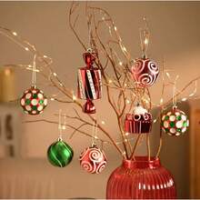 16ct Sweet Candy Christmas Ball Ornaments,  White Shatterproof Ornaments For Xmas Party Decor