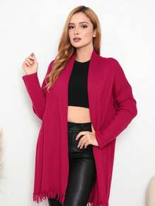 Women's Knitted Cardigan With Fringes - Long Sleeve Casual Chic Style Versatile Coat And Sweater Autumn | Winter - Gỗ đỏ - Xem 5