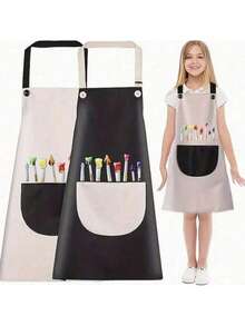 防水绘画围裙，可调节防水围裙，可爱绘画围裙，适用于绘画、烹饪、烘焙和手工制作，复活节礼物 - 彩色 - 查看 7