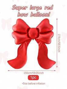 1pc Extra Large Matte Red Bow Shaped Foil Balloon, For Bow Decor, Birthday, Valentine's Day, Home Birthday Party, Wedding, Photo Shoot Decor, Princess Birthday Party, Bridal Shower, Bachelorette Party, Outdoor Influencer Shoot, Anniversary, Mother's Day, Tea Party, Giant Bow Backdrop Decor - Multicolor - View 12