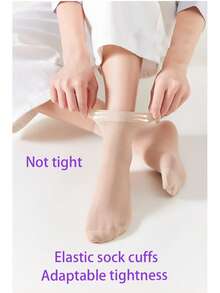 5 Pairs Of Women's Stockings, Transparent Short Socks, Short Thin Spring And Summer Socks, Light Spring And Summer, Transparent Casual Socks, Women's Black Brightening Short Crystal Socks, Women's Transparent Versatile Casual Socks, Suitable For Shopping And Playing