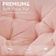 Sweetcrispy Comfy Chair For Adults, Soft Faux Fur Folding Lounge For Bedroom Living Room Dorm Rooms Flexible Reading Chair For Teens, Large Size Foldable,Square-Pink - 粉色 - 查看 5