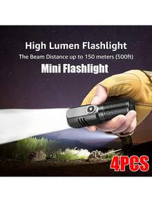 3/4/5PCS High Lumens Tactical Flashlight, Rechargeable Mini Flashlight With Adjustable Brightness, Long Lasting For Camping, Outdoor Adventures, And Home Emergency, One-Click Off, 3 Modes
