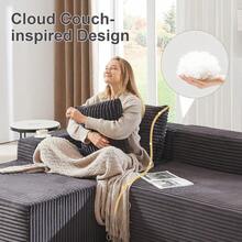 103" Cloud Sectional Couch With L-Shape Chaise, Boneless Modular Deep Seat Sofa In A Box Comfy Fluffy Corduroy Couches For Living Room, No Assembly Required, Left Facing Chaise, Black - Màu xám đen - Xem 3