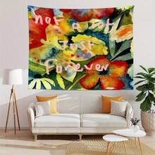 Adrianne Lenker Song Album Art Tapestry - Vibrant Floral & Butterfly Design With "Not A Lot Just Forever" Quote Light Beige Polyester Wall Hanging For Dorm Bedroom Living Room Indoor/Outdoor Decor Ideal Holiday Gift Butterfly Wall Decor Dorm Room Decoration Modern Home Accessory Smooth Texture Fabric - 彩色 - 查看 2
