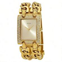 Guess 1pc Women's Fashion Quartz Watch, Stainless Steel Square Case, Sparkling Rhinestone Dial, Suitable For Various Occasions. Perfect For Travel, Party, Gift-Giving, And Daily Wear. W95088L1 W0072L1 W0072L3 - Gold - View 7