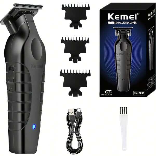 Kemei Máquina de cortar el pelo eléctrica Kemei Km-2299 con cabezal de aceite, funciones de grabado y corte para salón de belleza, afeitadora eléctrica multifuncional para hombres con maquinilla de afeitar, kit de aseo personal para hombres barberia