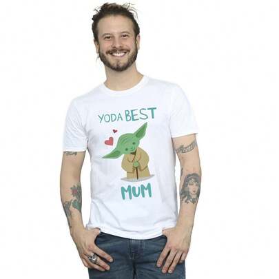 Star Wars Mens Yoda Best Mum TShirt (White)