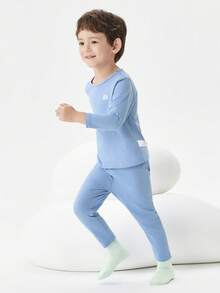 Balabala 男童保暖内衣套装2025春季纯棉睡衣柔软 - 灰藍 - 查看 4