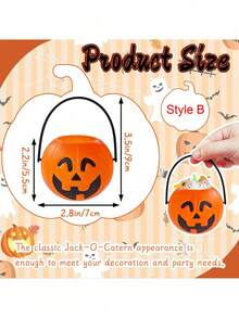 12 件万圣节南瓜糖果桶不给糖就捣蛋便携式手持糖果桶趣味南瓜桶万圣节主题生日派对糖果包装桶，家用糖果储存桶