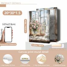 1 pièce Peinture sur canevas suspendue, peinture décorative montée, affiche, peinture murale, peinture à l'huile de rose rose et de rebord de fenêtre, décoration de chambre de fille, peinture murale de fleurs de printemps, décoration de salon esthétique, peinture de fleurs roses, décoration d'arrangement de plantes, décoration de thème de printemps, décoration de maison de printemps. Art mural sur canevas, art de fille funky, art de citation inspirante, décoration intérieure.