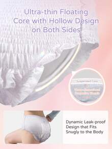 U.Style 4/16pcs L Size Sanitary Panties, Night Use Sanitary Napkins, Designed For Women's Menstrual Period, Dry & Breathable, Ultra-Thin & Fast Absorbing, Period Underwear, Nighttime Protection Pants - White - View 7