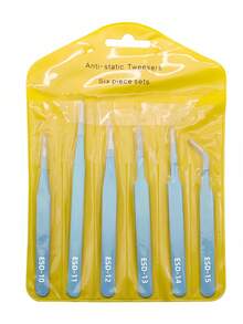 6 pinzas de colores antiestáticas, herramientas de papelería con punta de precisión y punta curva, kit de herramientas DIY para planificadores