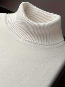 GRDR Men's Turtleneck Long Sleeve Knit Sweater, Versatile For Daily Wear - White - View 6